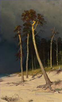 landscape Painting - SANDY COASTLINE classical landscape Ivan Ivanovich trees